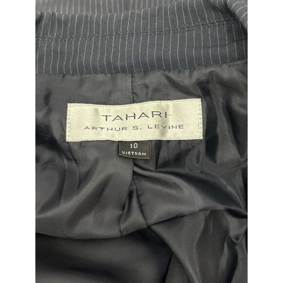 Tahari Arthur S. Levine Navy Pinstripe Blazer Size 10 - Picture 4 of 10
